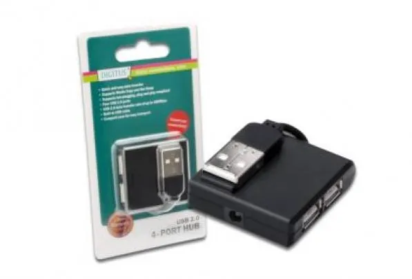 Hub USB Assmann 4-port USB 2.0 HighSpeed, w/o Power Supply, black, DA-70217