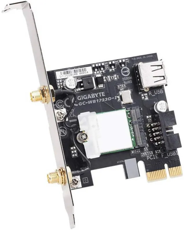 Placa de Retea Wireless GIGABYTE WB1733D-I, WLAN + Bluetooth 5.0 Adapter PCIe 802.11ac