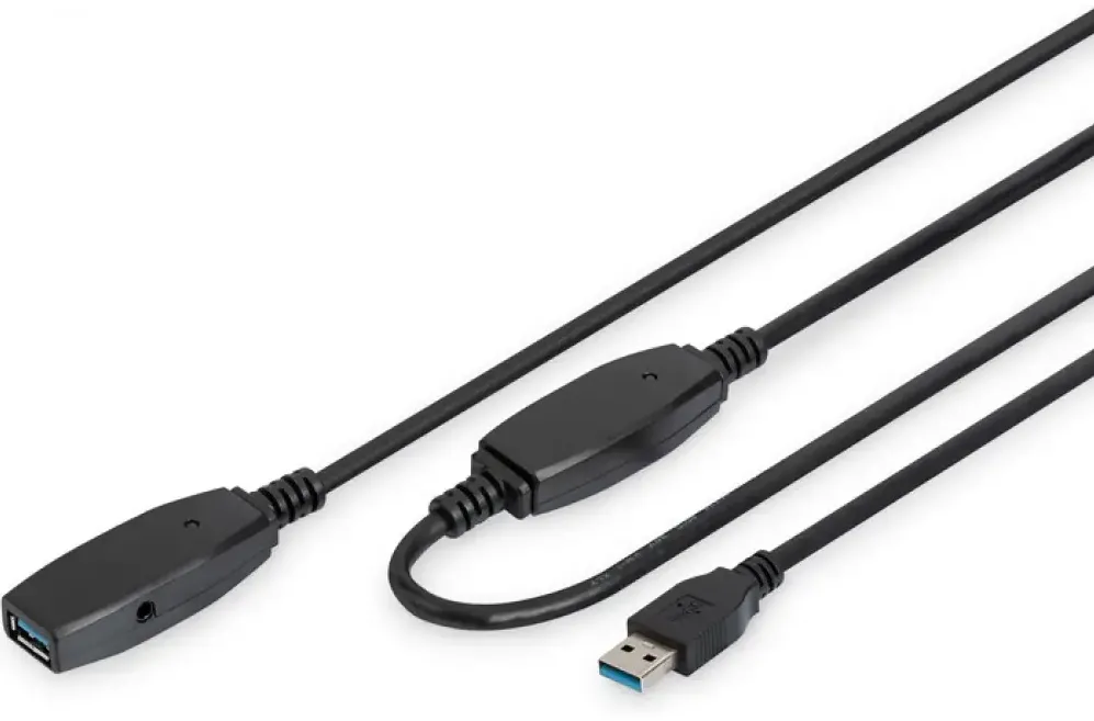 Assmann Extension Cable USB 3.0 SuperSpeed Type USB A/A M/F active black 15m