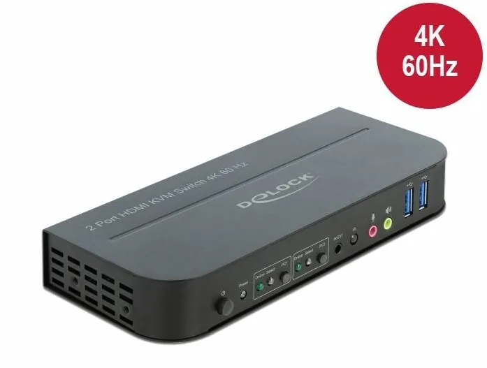 Adaptor DELOCK 11481, Comutator HDMI KVM 4K 60 Hz cablu USB 3.0 si Audio