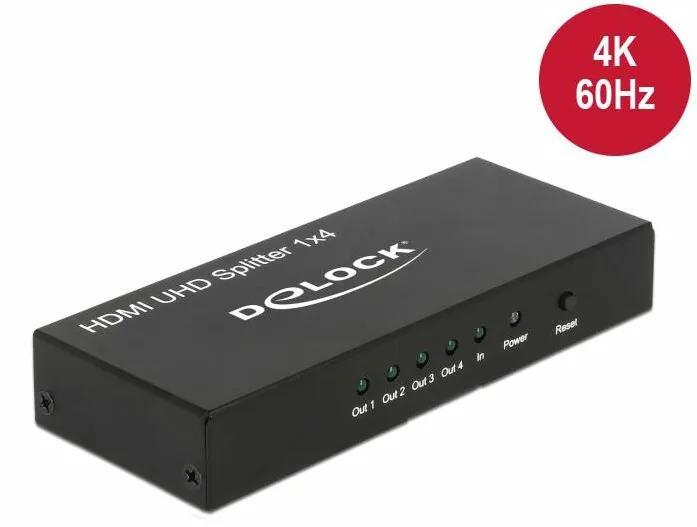 Adaptor DELOCK 18684, HDMI UHD Splitter 1 x HDMI in > 4 x HDMI out 4K video/audio splitter 4 ports