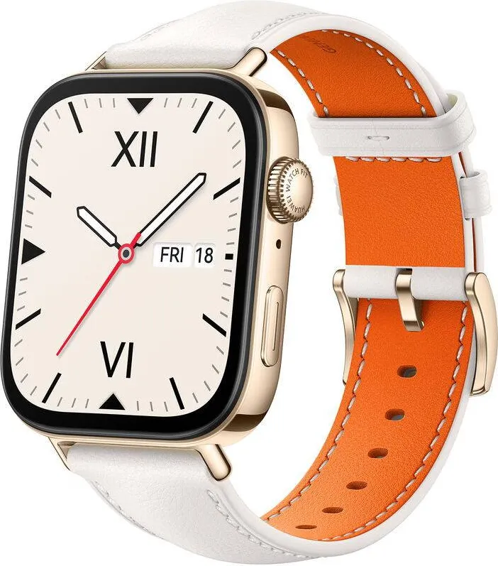 Smartwatch Huawei Watch FIT 3 Gold Body cu White Leather Strap