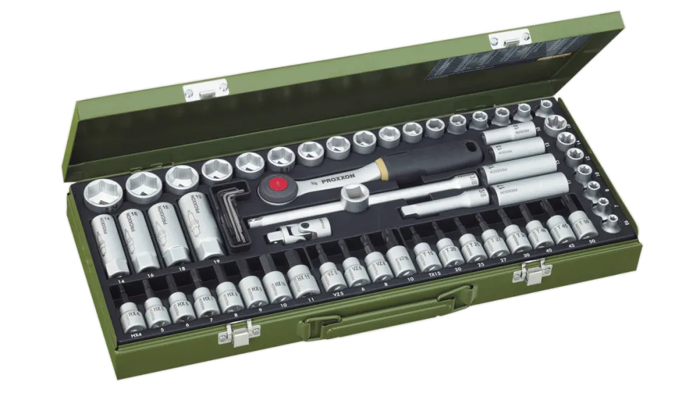 Proxxon PROXXON Socket Wrench Set 3/8", 65 Pieces