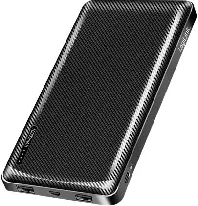 Logilink Power bank 10000 mAh, LogiLink, 2x USB-A, USB-C, rapid, negru, 1,6x14x6,8cm