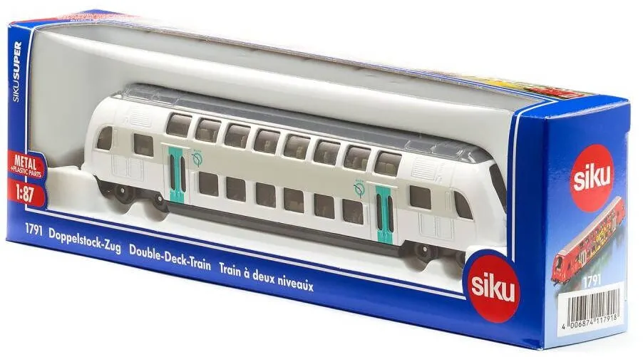 Siku Jucarie automotor trenulet metalic RATP cu etaj, SIKU, 1791, scara 1:87, Lungime 19.5 cm, Alb