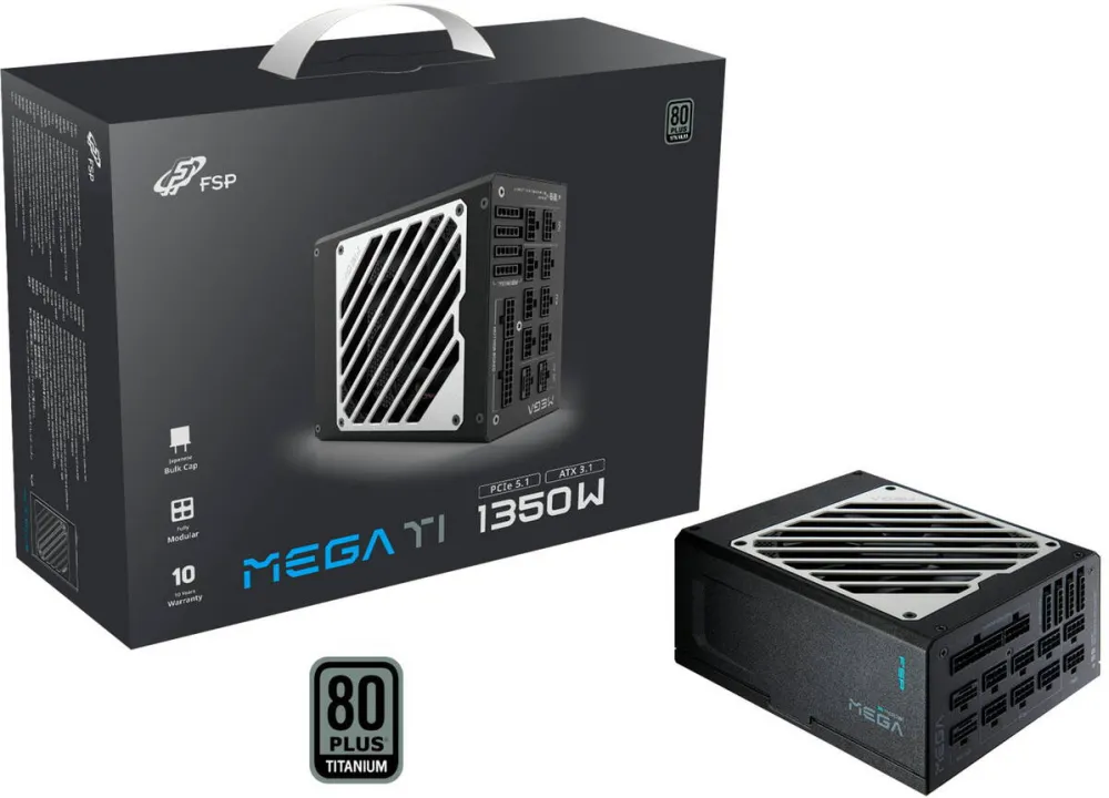 Sursa PC Fortron FSP MEGA TI 1350W (black, 2x 12-pin high power GPU, 6x PCIe, cable management, 1350 watts)