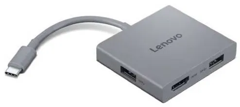 Docking Station Lenovo Hub de calatorie USB-C 4 in 1, Lenovo, Luna Grey, 2xUSB-A, 1xHDMI, 3.5mm jack
