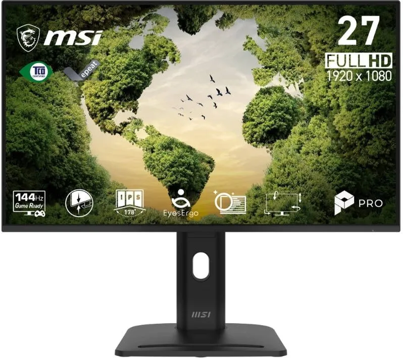 Monitor MSI IPS LED MSI 27" PRO MP275PGN E14, Full HD 1920 x 1080, VGA, HDMI, DisplayPort, Boxe, Pivot, 144 Hz, 1 ms Negru