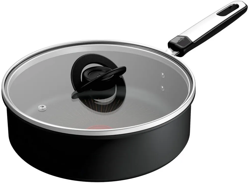TEFAL Cratita cu capac Tefal Excellence, 24 cm, 3.3L, inductie, invelis antiaderent, indicator Thermo-Signal, aluminiu, negru