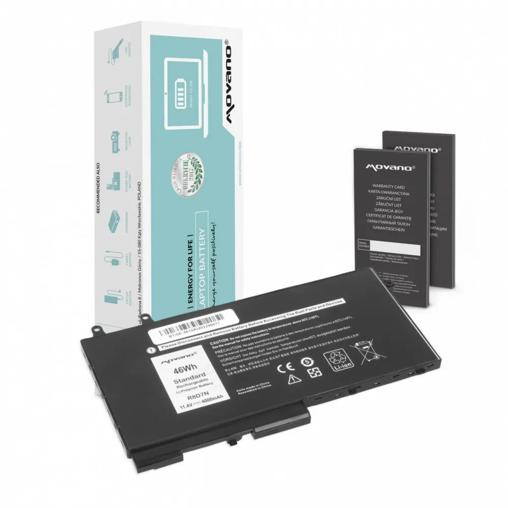Acumulator Laptop Movano R8D7N pentru Dell Latitude 5410 5411 5500 Precision 3541 3550 - 4000 mAh (46 Wh)