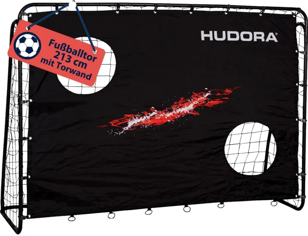 Poarta de fotbal HUDORA Trainer cu perete de poarta negru motiv Blur