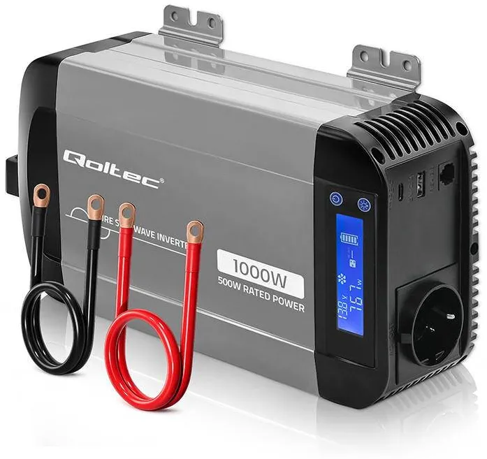QOLTEC Invertor auto Qoltec Pure Sine Wave 12V la 230V 500W 1000W