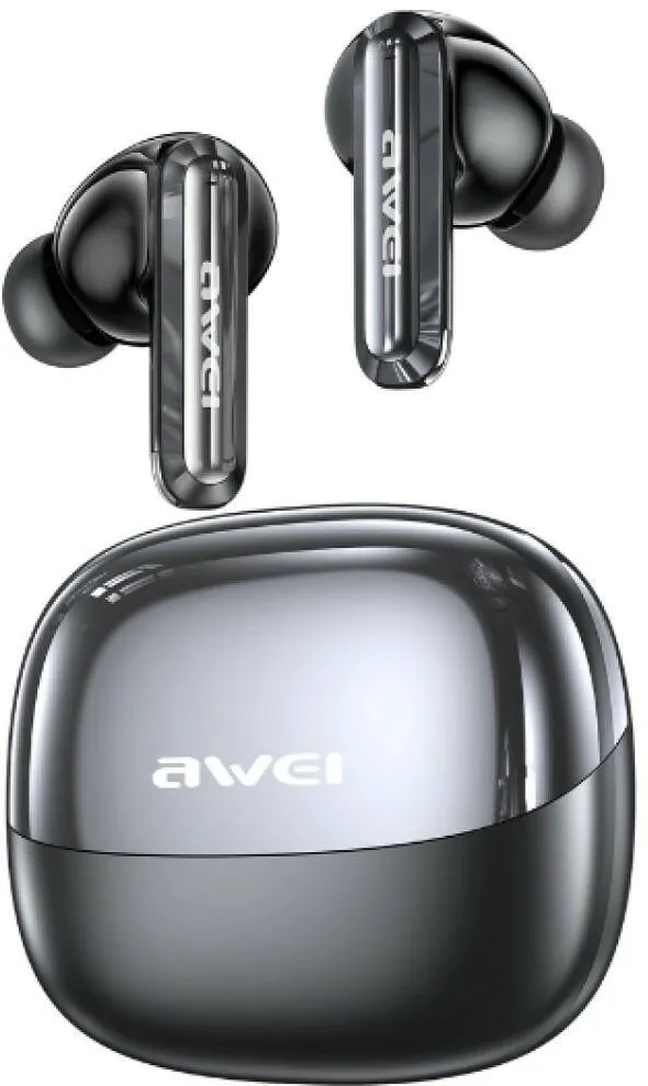 Casti In-Ear AWEI Casti wireless AWEI T229, ANC, Functii AI, Bluetooth 6.0, Autonomie 7h, USB-C, Gunmetal