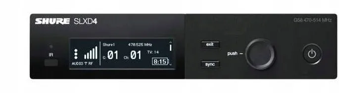Microfon Shure Receptor digital Shure SLXD4, sunet 24-bit, 44 MHz, metalic