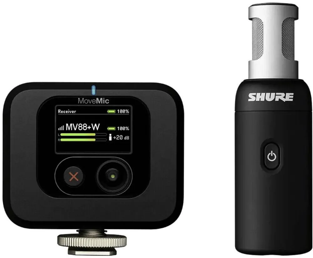 Microfon Shure stereo wireless Shure MV88+W-KIT-Z6 cu receptor pe camera