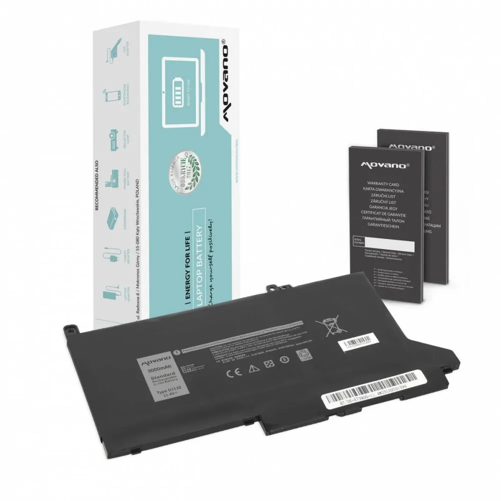 Acumulator Laptop Movano DJ1J0 C27RW pentru Dell Latitude 7280 7290 7380 7390 7480 7490 - 11.4V - 3000 mAh (34 Wh)