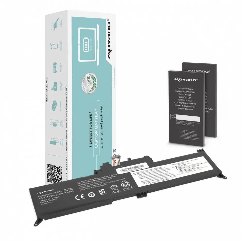 Acumulator Laptop Movano 00HW027 01AV434 pentru Lenovo ThinkPad Yoga 260 370 X380 - 2700 mAh (40 Wh)