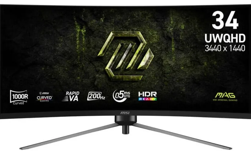 Monitor MSI Gaming Rapid VA LED 34" MAG 345CQRF E20, UWQHD 3440 X 1440, HDMI, DisplayPort, Ecran curbat, 200 Hz, 0.5 ms Negru