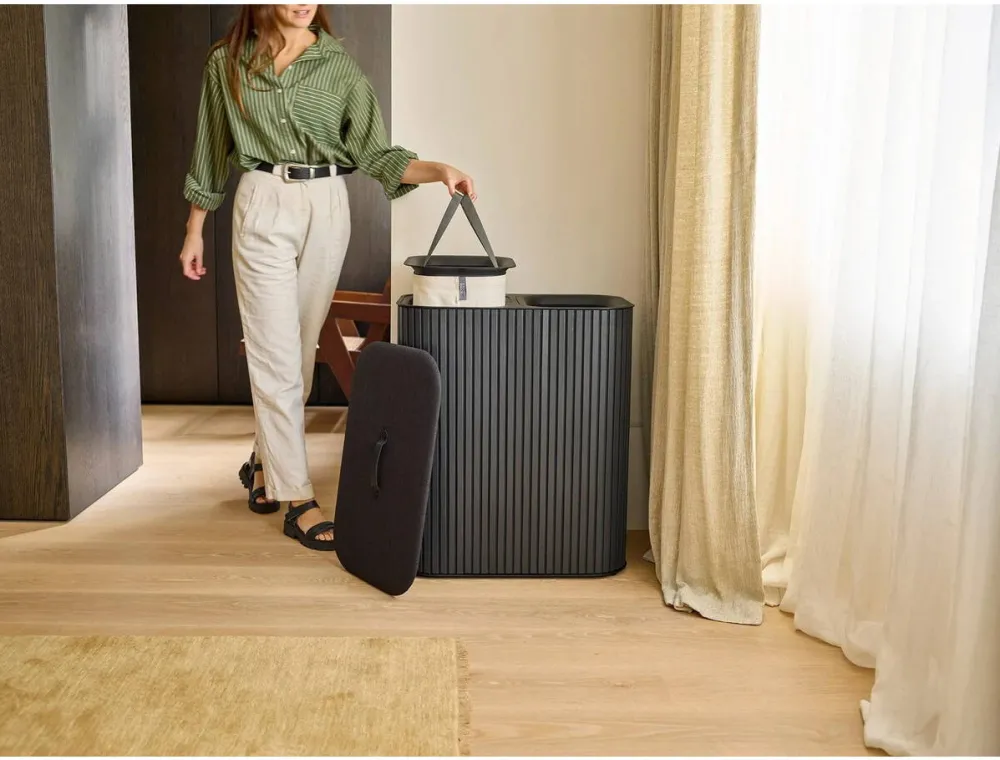 JOSEPH JOSEPH Cos de rufe 2 compartimente Tota Luxe 90L Negru