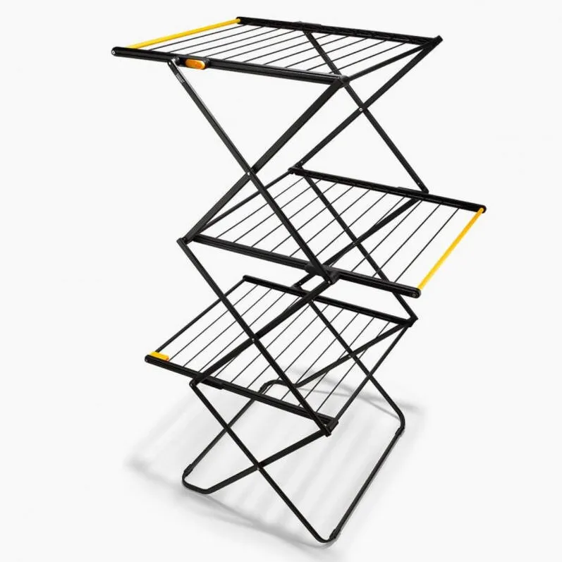 JOSEPH JOSEPH Uscator de rufe AirFrame 5000024, 16 m, 3 nivele, Pliabil, Mecanism de blocare, Negru/Galben