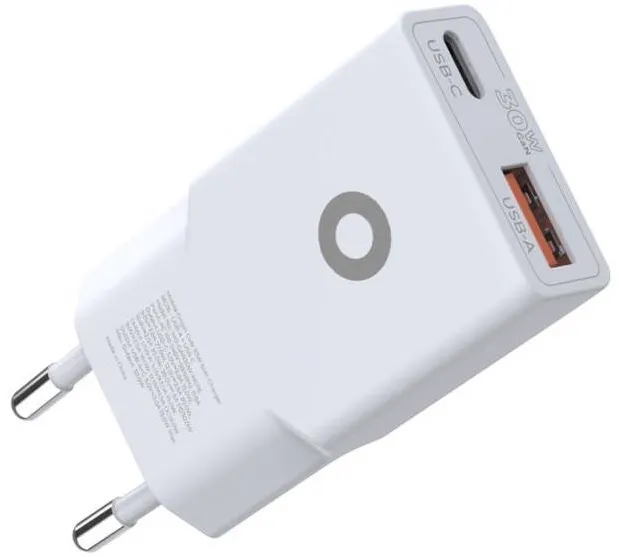 Mobile Origin Incarcator retea GaN Slim MO16, USB/USB-C, 30W, Alb