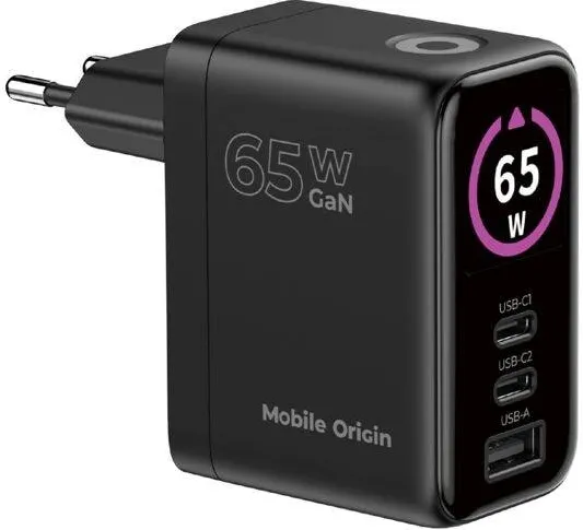 Mobile Origin Incarcator retea, 65W, 3A, 2xUSB-C, 1xUSB-A, Negru