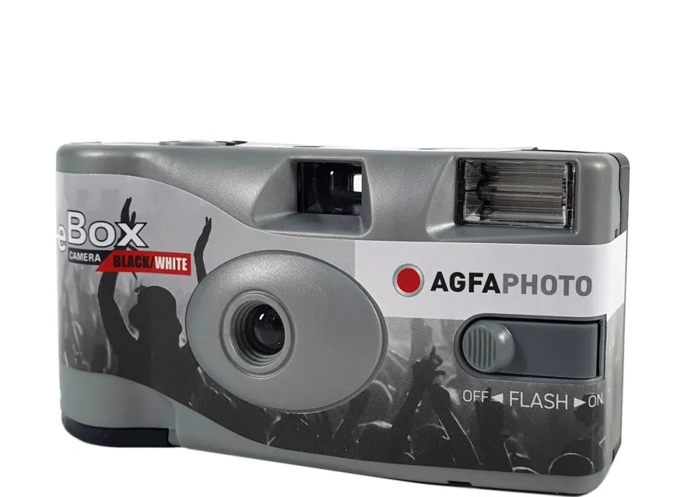 Aparat foto de unica folosinta AgfaPhoto LeBox alb-negru ISO 400 27 cadre blit