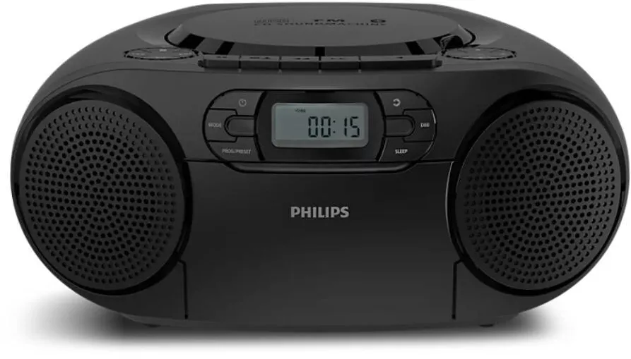 Philips Microsistem audio TAZ2200/10, Bluetooth 6.0, Redare casete, CD-R, CD-RW, Radio FM, Negru