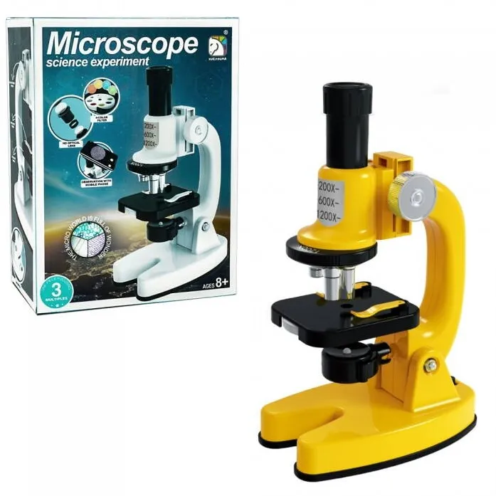 Jucarie Educationala ASKATO Mikroskop Educational, marire 200x/600x/1200x, 2 culori, 20.5x9.5x27.5cm, +8 ani