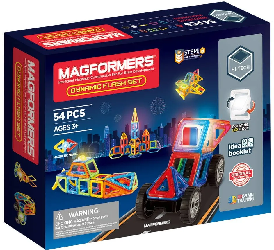 Jucarie Educationala Magformers Set de constructie magnetic - Dynamic Flash, 54 piese