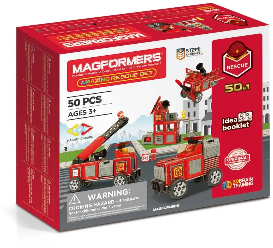 Jucarie Educationala Magformers Set de constructie magnetic - Amazing Rescue, 50 piese