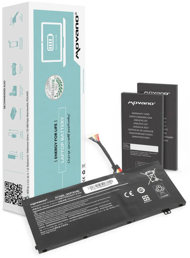 Acumulator Laptop Movano pentru Acer Aspire V15, 11.4V, 4605mAh, Li-Polimer