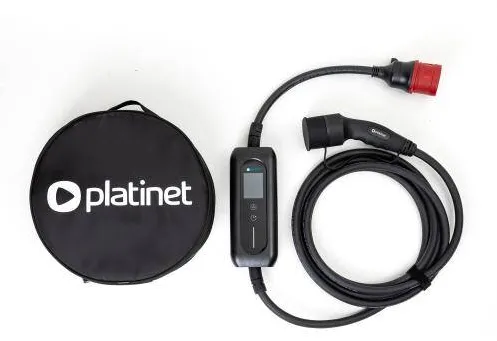 OMEGA Platinet ev portable car charger ev/Phev AC type 2 32A 22 kw CEE 5M LCD WIFI tuya black