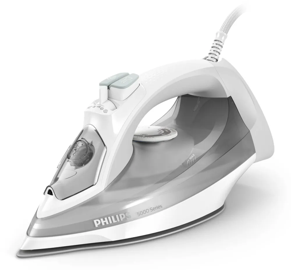 Philips Fier de calcat cu abur 5000 series DST5010/10, Talpa SteamGlide Plus 2400 W Gri, Alb