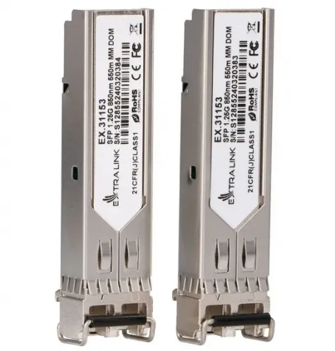 Accesoriu Retea EXTRALINK Transceiver SFP 1.25GB EX.31153, 850 nm, Multi-Mode, DOM, 550 m, Duplex LC/UPC, 2 bucati