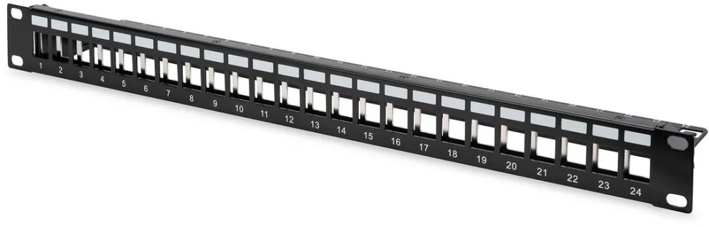 Rack Digitus Modular Patch Panel, shielded 24-port, blank, 1U, rack mount, black RAL 9005