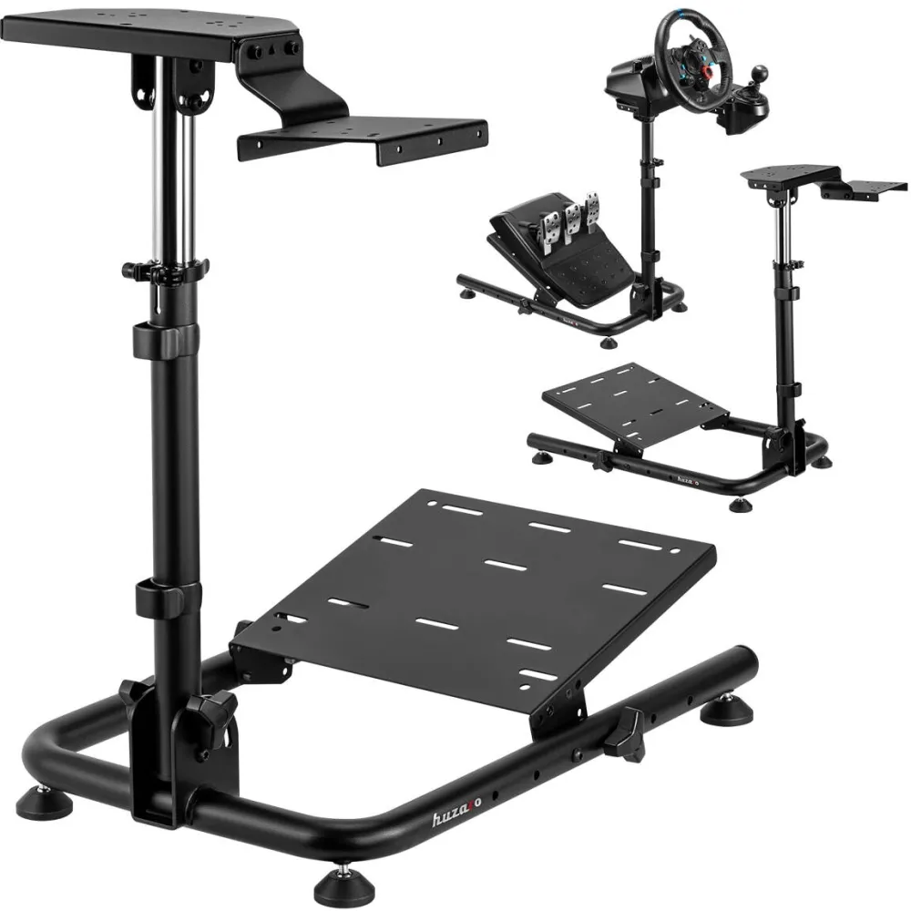 Volan huzaro Stand simulator de curse, suport pentru volan, suport de pedale, Huzaro Speed 2.0, otel, pana la 20 kg, reglabil, Negru