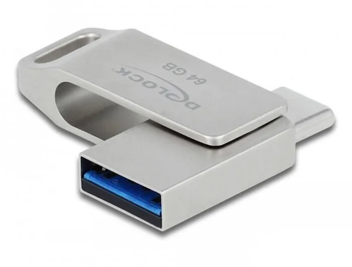 Memorie USB DELOCK DELOCK USB 3.2 Gen1 USB-C+Typ-A Speicherstick 64 GB - Metall