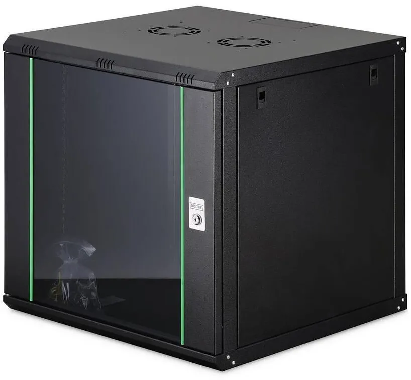 Rack Digitus Cabinet metalic, Digitus, 19" 12U, 600x600cm, cu usi din sticla, neasamblat