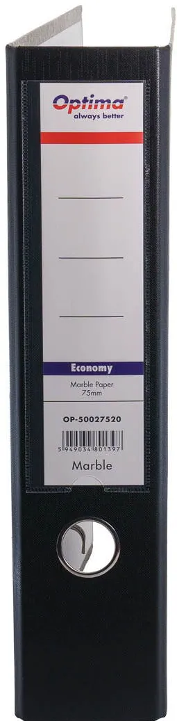 Biblioraft Optima Biblioraft A4, margine metalica, 75mm, Optima Economy - marmorat