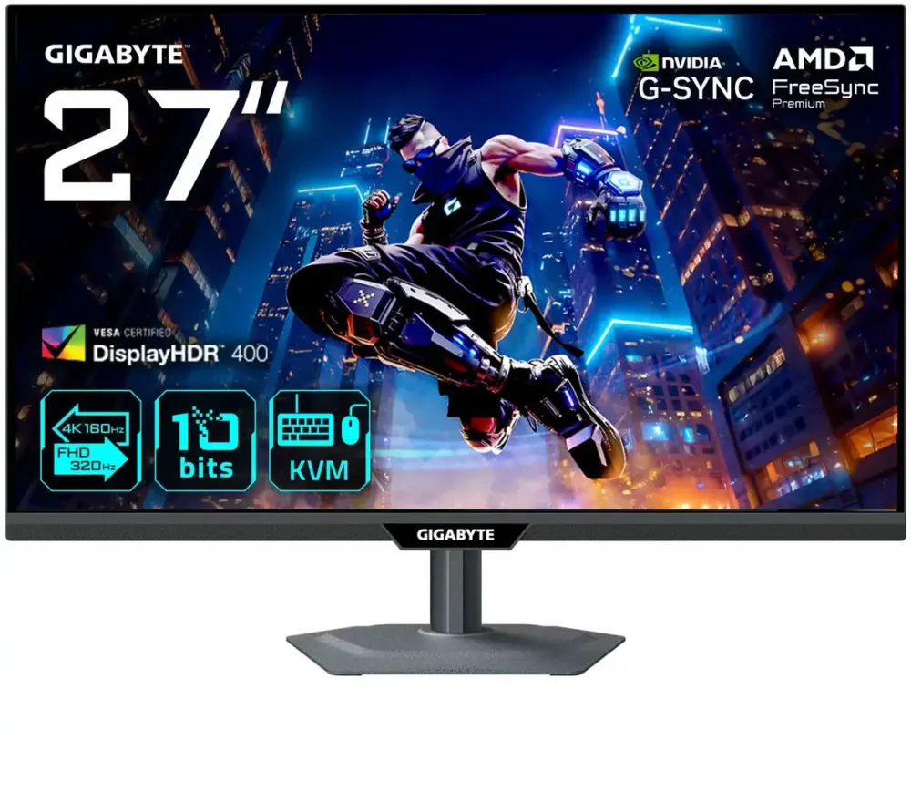 Monitor GIGABYTE M27UP de 27 de inci UHD/FHD, 160/320Hz, panou SS-IPS, FreeSync Premium