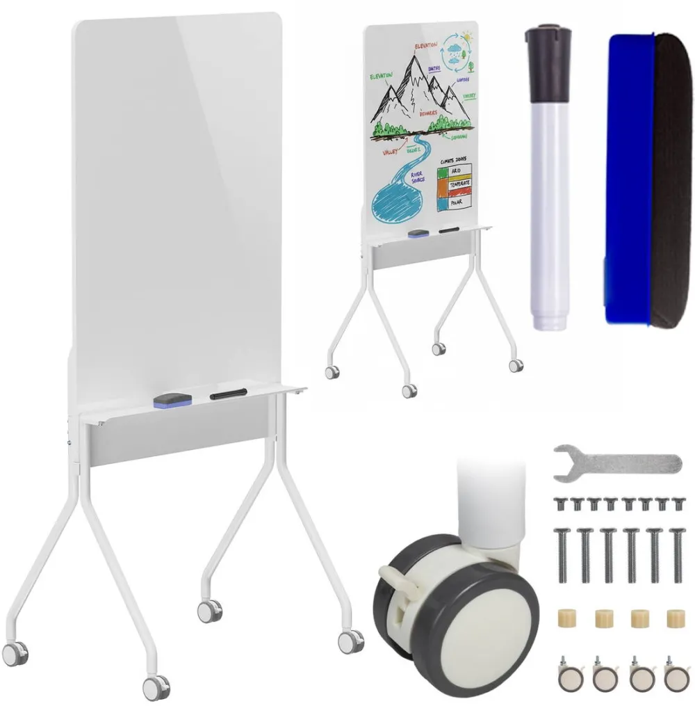 ergo office Tabla mobila Ergo Office cu stergere uscata, orientare verticala, alba, cu o singura fata, cu raft, dimensiuni tabla 1190x790mm, ER-305