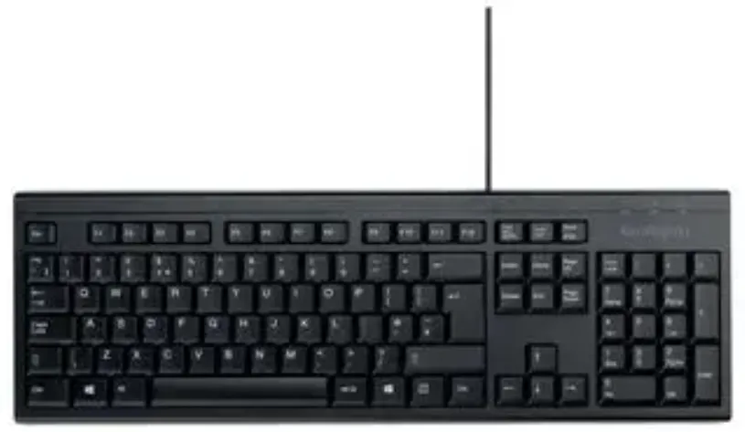 Tastatura Kensington EQ KB100, cu fir de 150 cm, plastic partial reciclat, negru
