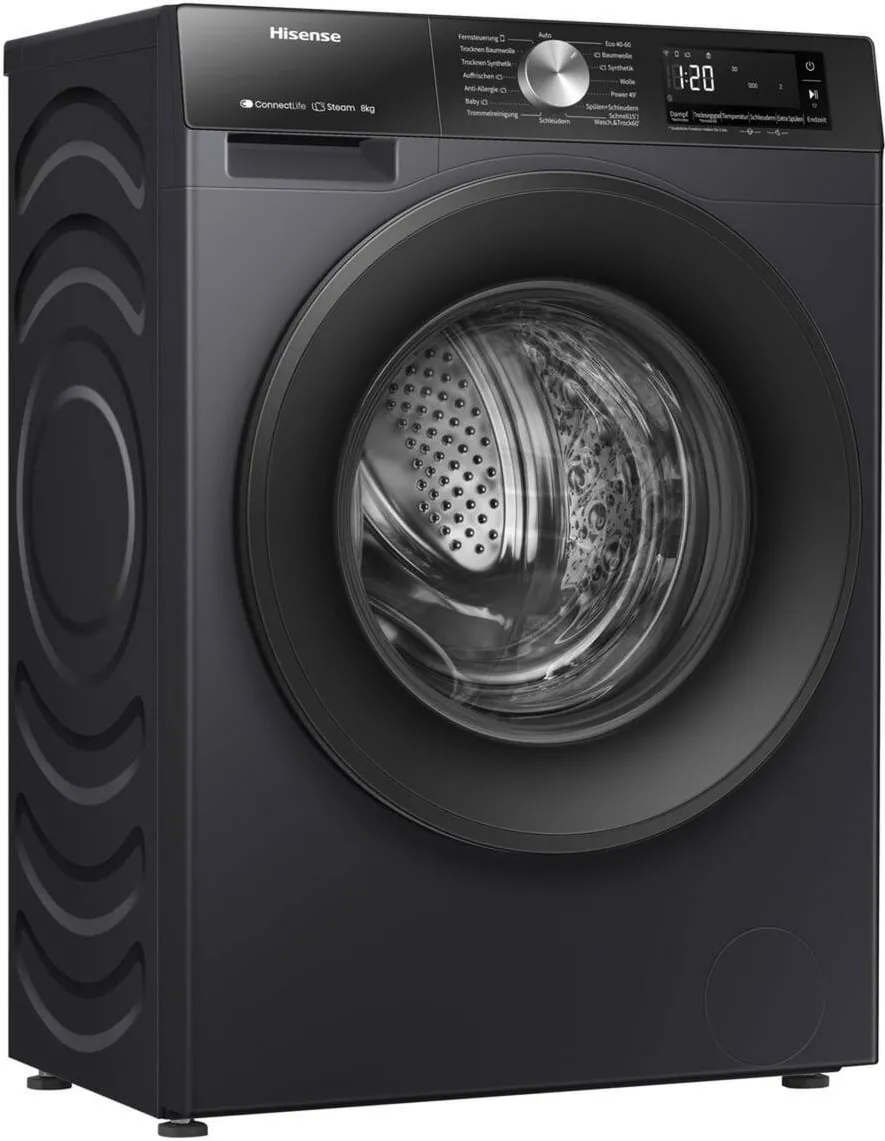 Hisense Masina de spalat cu uscator WD3S8043BB3, ConnectLife, Negru