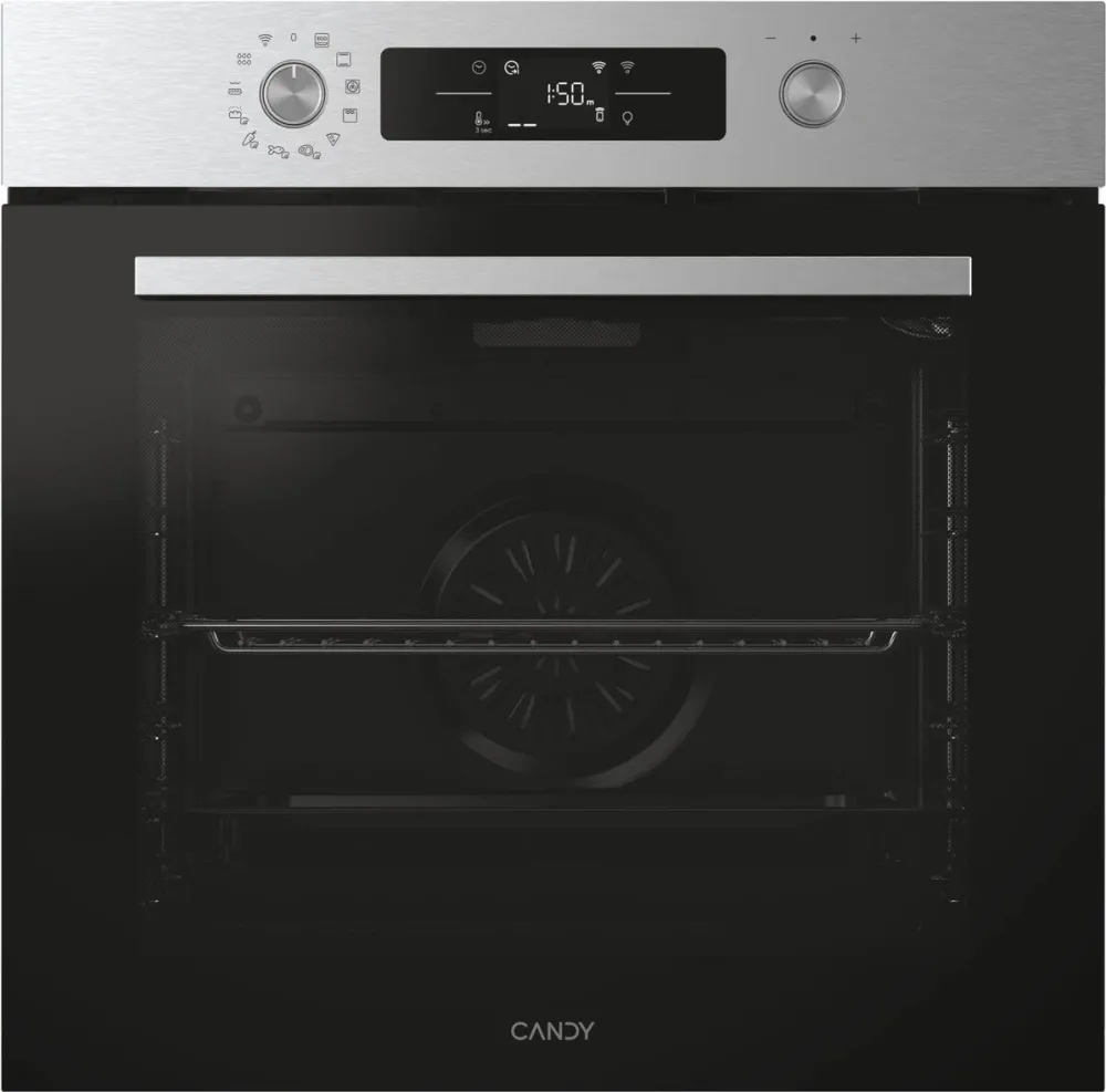 CANDY Cuptor incorporabil Titanium CA6 NP5B3EHTX, Electric, 78 litri, Curatare Hidrolitica, WiFi, Tehnologie Easy STEAM, 12 functii, Butoane Push-pull, Raft telescopic, Clasa A++, Inox