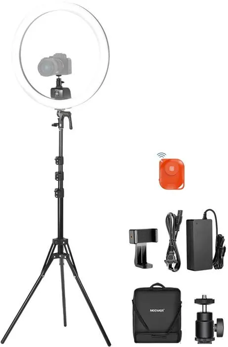 Neewer Set pentru selfie Neewer SRP18C de 17 cm cu lampa LED rotunda pentru telefon
