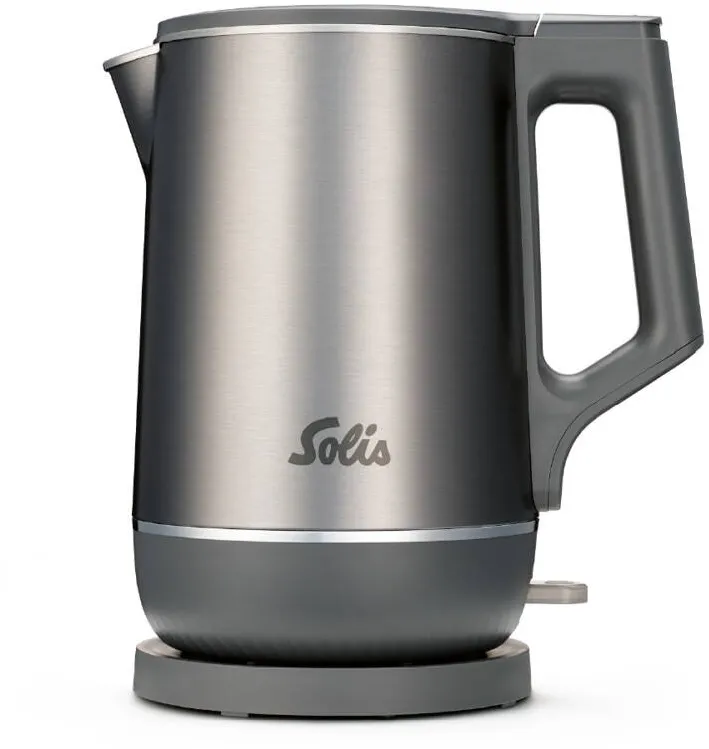 Solis Fierbator apa Solis, Eco Boil Kettle, capacitate 1.7 litri, izolare termica pereti, sistem incalzire 3D, fara BPA, maner ergonomic, baza 360°, usor de curatat, zgomot redus, compact, 1800 W, gri