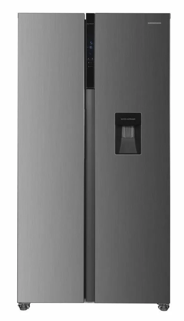 HEINNER Side by side HSBS-H439NFXWDE++, Full No frost, Compresor inverter, Dozator de apa, clasa E, 439 L, Inox