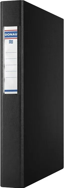 DONAU Caiet mecanic A4, plastifiat PP, 2 inele - D25mm, cu eticheta, DONAU - negru
