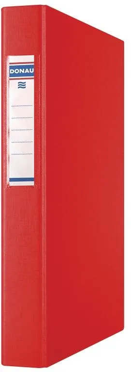 DONAU Caiet mecanic A4, plastifiat PP, 2 inele - D25mm, cu eticheta, DONAU - rosu